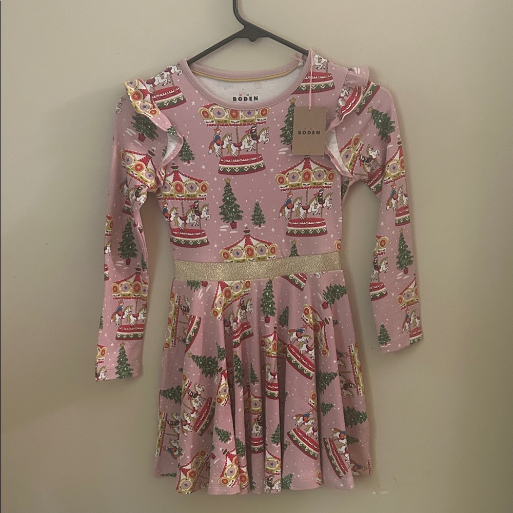 Boden Carousel Print Long Sleeve Dress